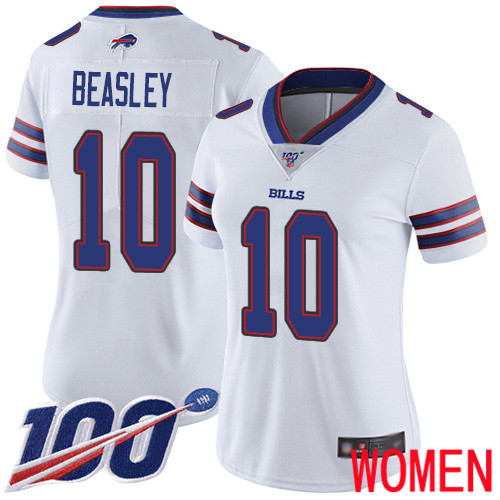 Women Buffalo Bills #10 Cole Beasley White Vapor Untouchable Limited Player 100th Season NFL Jersey->women nfl jersey->Women Jersey